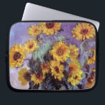 Bouquet of Sunflowers by Claude Monet, Vintage Art Laptop Sleeve<br><div class="desc">Bouquet of Sunflowers (1881) by Claude Monet is a vintage impressionist fine art floral still life painting. Yellow blooming flowers from the garden. A bouquet of summer season sunflower in a vase. About the artist: Claude Monet (1840-1926) was a founder of the French impressionist painting movement with most of his...</div>