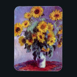 Bouquet of Sunflowers by Claude Monet, Vintage Art Magnet<br><div class="desc">Bouquet of Sunflowers (1881) by Claude Monet is a vintage impressionist fine art floral still life painting. Yellow blooming flowers from the garden. A bouquet of summer season sunflower in a vase. About the artist: Claude Monet (1840-1926) was a founder of the French impressionist painting movement with most of his...</div>