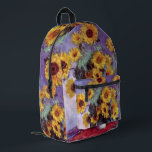 Bouquet of Sunflowers by Claude Monet, Vintage Art Printed Backpack<br><div class="desc">Bouquet of Sunflowers (1881) by Claude Monet is a vintage impressionist fine art floral still life painting. Yellow blooming flowers from the garden. A bouquet of summer season sunflower in a vase. About the artist: Claude Monet (1840-1926) was a founder of the French impressionist painting movement with most of his...</div>