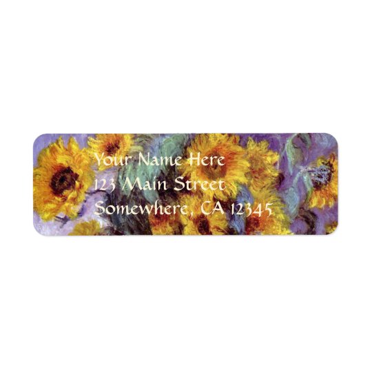 Bouquet of Sunflowers by Claude Monet, Vintage Art Return Address Label