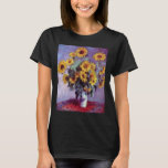 Bouquet of Sunflowers by Claude Monet, Vintage Art T-Shirt<br><div class="desc">Bouquet of Sunflowers (1881) by Claude Monet is a vintage impressionist fine art floral still life painting. Yellow blooming flowers from the garden. A bouquet of summer season sunflower in a vase. About the artist: Claude Monet (1840-1926) was a founder of the French impressionist painting movement with most of his...</div>