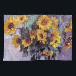 Bouquet of Sunflowers by Claude Monet, Vintage Art Tea Towel<br><div class="desc">Bouquet of Sunflowers (1881) by Claude Monet is a vintage impressionist fine art floral still life painting. Yellow blooming flowers from the garden. A bouquet of summer season sunflower in a vase. About the artist: Claude Monet (1840-1926) was a founder of the French impressionist painting movement with most of his...</div>