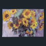 Bouquet of Sunflowers by Claude Monet, Vintage Art Tea Towel<br><div class="desc">Bouquet of Sunflowers (1881) by Claude Monet is a vintage impressionist fine art floral still life painting. Yellow blooming flowers from the garden. A bouquet of summer season sunflower in a vase. About the artist: Claude Monet (1840-1926) was a founder of the French impressionist painting movement with most of his...</div>