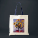 Bouquet of Sunflowers by Claude Monet, Vintage Art Tote Bag<br><div class="desc">Bouquet of Sunflowers (1881) by Claude Monet is a vintage impressionist fine art floral still life painting. Yellow blooming flowers from the garden. A bouquet of summer season sunflower in a vase. About the artist: Claude Monet (1840-1926) was a founder of the French impressionist painting movement with most of his...</div>