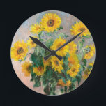 Bouquet of Sunflowers by Monet Impressionist Round Clock<br><div class="desc">Classic Masterpieces - Monets Impressionist Painting Series - Bouquet of Sunflowers</div>