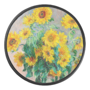 Bouquet of Sunflowers Claude Monet   Hockey Puck