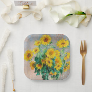 Bouquet of Sunflowers Claude Monet Paper Plate