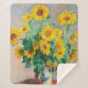 Bouquet of Sunflowers Claude Monet    Sherpa Blanket