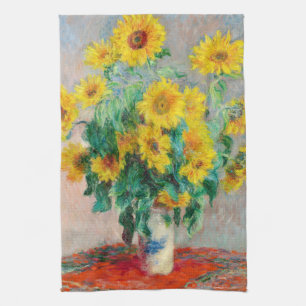 Bouquet of Sunflowers Claude Monet Tea Towel