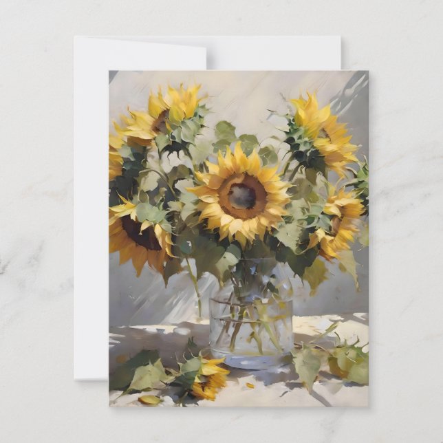 Bouquet Of Sunflowers D - Oils Holiday Card (Front)