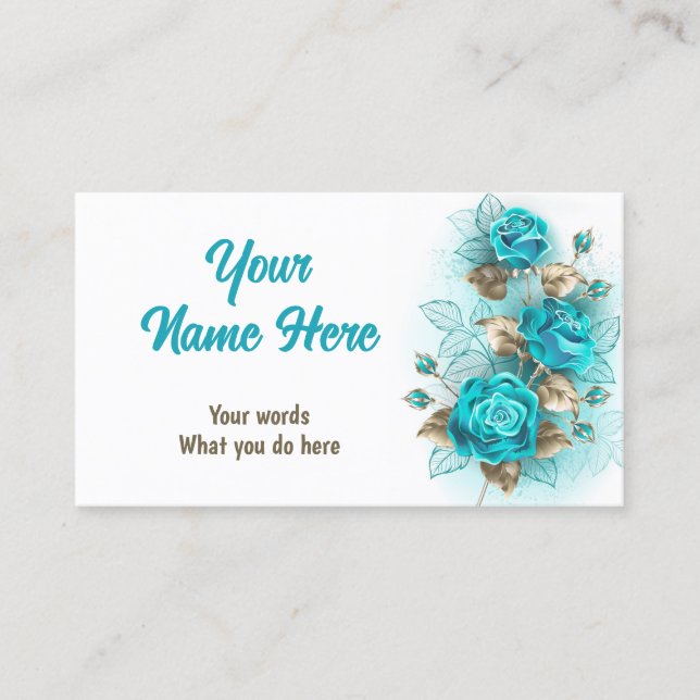 Bouquet of Turquoise Roses Business Card (Front)