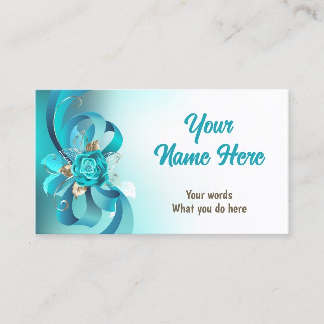 Bouquet of Turquoise Roses Business Card (Front)