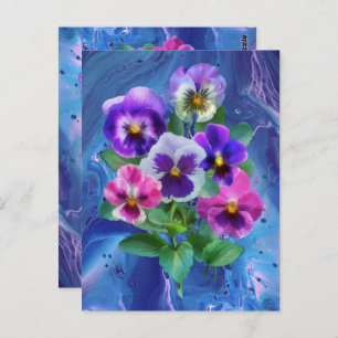 Bouquet of Violets Pansy Flowers THANK YOU Postcard