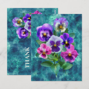 Bouquet of Violets Pansy Flowers THANK YOU Postcard