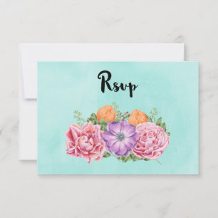 Bouquet of Watercolor Flowers Stylish Wedding RSVP