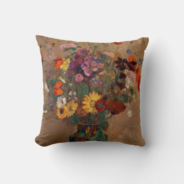 Bouquet of Wildflowers by Odilon Redon Cushion (Front)
