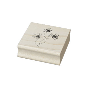 Bouquet of Wildflowers, Original hand drawn art Rubber Stamp