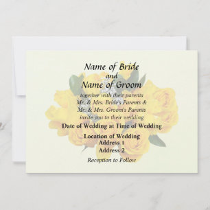 Bouquet of Yellow Roses and Baby’s Breath Invitation