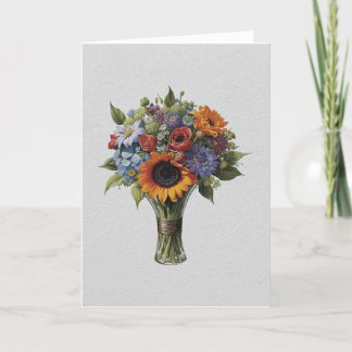 Bouquet on White Holiday Card