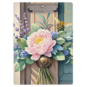 Bouquet peonies lavender flowers Rustic Clipboard