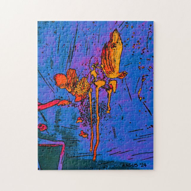 Bouquet Puzzle from Angus World in bue and gold (Vertical)