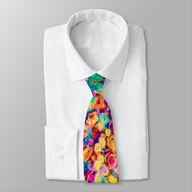 Bouquet Roses Neck Tie (Tied)