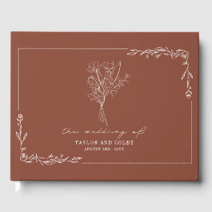 Bouquet Terracotta Rustic Wedding Guest Book