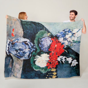 Bouquet with Little Delft, Paul Cezanne Fleece Blanket