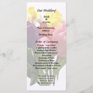 Bouquet With Tulips and Daffodills Wedding Program Programme