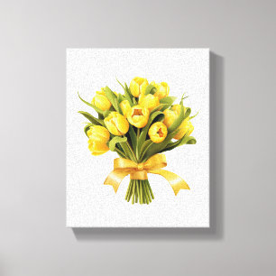 Bouquet Yellow Tulips Floral Flower Canvas Print