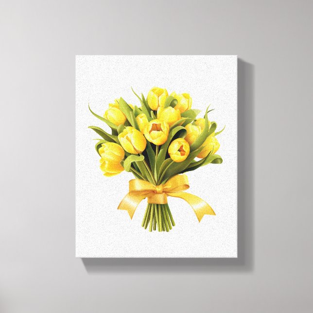 Bouquet Yellow Tulips Floral Flower  Canvas Print (Front)
