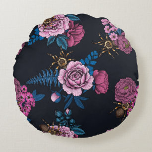 Bouquets and tarantula 2 round cushion