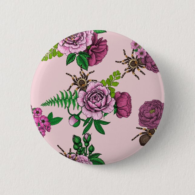 Bouquets and tarantula 6 cm round badge (Front)