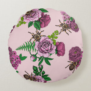 Bouquets and tarantula round cushion