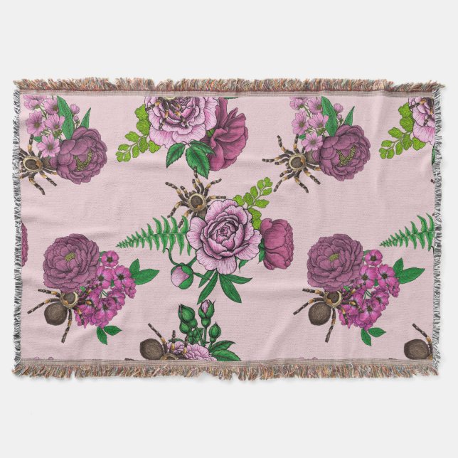 Bouquets and tarantula throw blanket (Front)