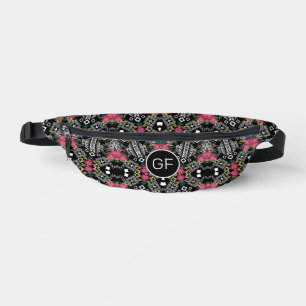 Bouquets of pink flowers flowers on a geometric bum bags