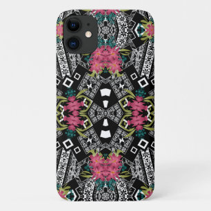 Bouquets of pink flowers flowers on a geometric Case-Mate iPhone case