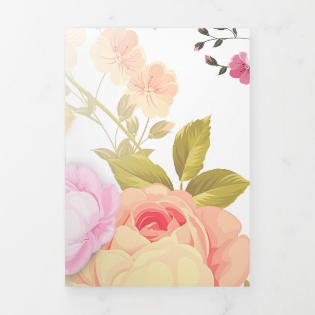 Bouquets of Roses 4 Tri-Fold Holiday Card (Cover)