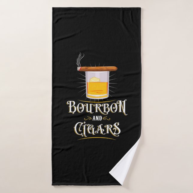 Bourbon And Cigars Bath Towel (Bath Towel)