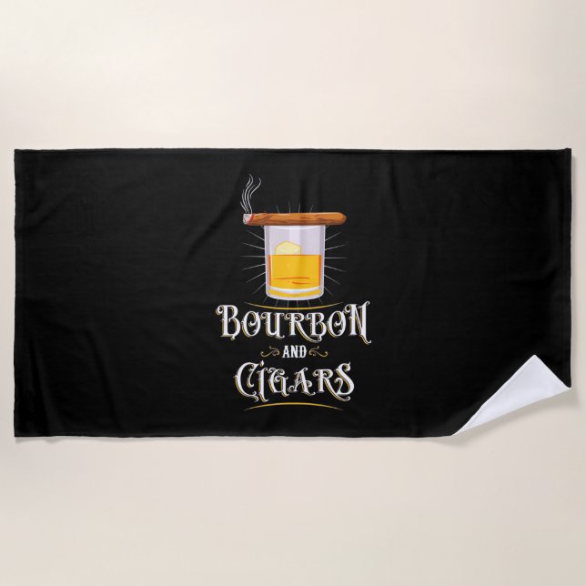 Bourbon And Cigars Beach Towel (Front)