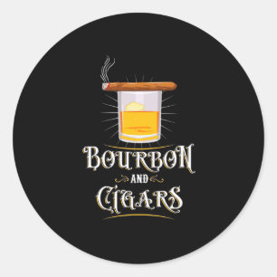 Bourbon And Cigars Classic Round Sticker