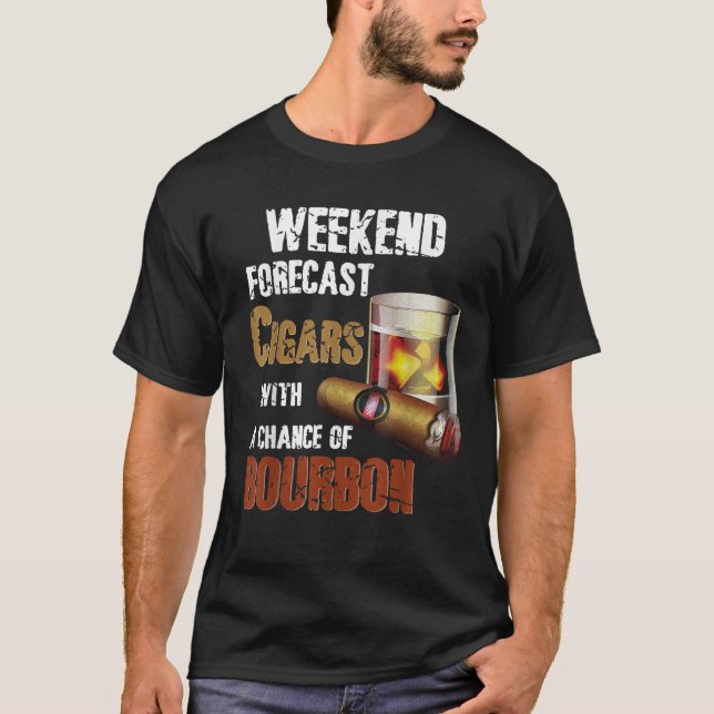 Bourbon Cigar Lover T Shirt Cigars Smokers Whiskey (Front)