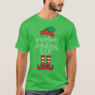 Bourbon Drinking Elf Family Christmas Pajama T-Shirt