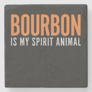 Bourbon Is My Spirit Animal Vintage Customisable Stone Coaster