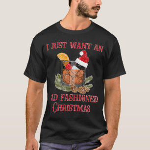 Bourbon Old Fashioned Christmas Cocktail Drinking  T-Shirt
