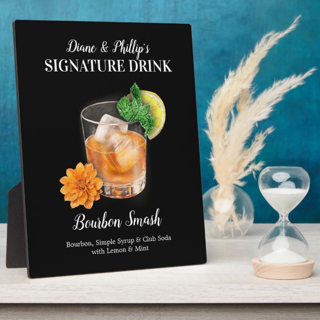 Bourbon Smash Cocktail Bar Signature Drink Sign Plaque (Side)