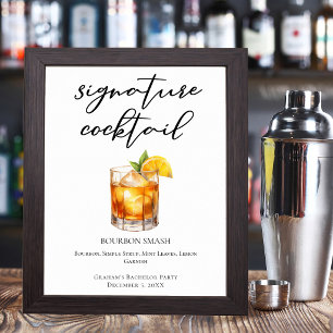 Bourbon Smash or Whiskey Sour Signature Cocktail Poster