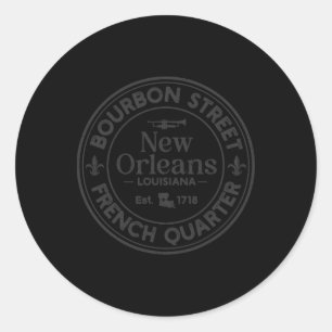 Bourbon Street French Quarter Est 1718 New Orleans Classic Round Sticker