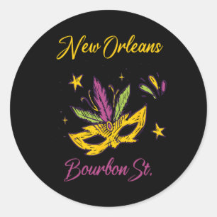 Bourbon Street French Quarter New Orleans Mardi Gr Classic Round Sticker