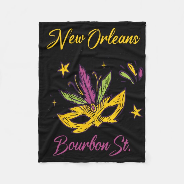 Bourbon Street French Quarter New Orleans Mardi Gr Fleece Blanket (Front)
